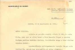 [Carta] 1954 sept. 11, Osorno [a] Ministro de Educación, Santiago