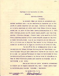 [Carta] 1954 sept. 11, Santiago [a] Gabriela Mistral