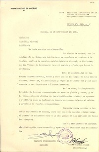 [Carta] 1954 sept. 11, Osorno [a] Gabriela Mistral, Santiago