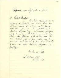 [Carta] 1954 sept. 11, Valparaíso [a] Gabriela Mistral