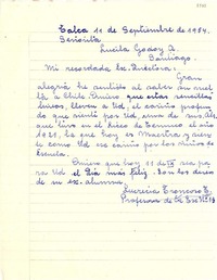 [Carta] 1954 sept. 11, Talca [a] Lucila Godoy, Santiago