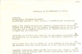 [Carta] 1954 sept. 12, Santiago [a] Gabriela Mistral
