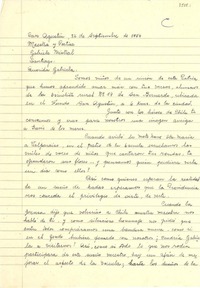 [Carta] 1954 sept. 12, San Bernardo [a] Gabriela Mistral, Santiago