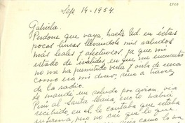 [Carta] 1954 sept. 14, [Santiago], [Chile] [a] Gabriela [Mistral]