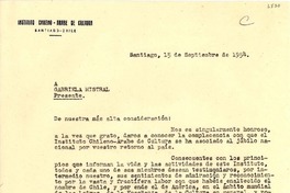 [Carta] 1954 sept. 15, Santiago [a] Gabriela Mistral