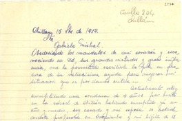 [Carta] 1954 sept. 15, Chillán [a] Gabriela Mistral