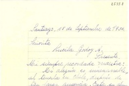 [Carta] 1954 sept. 15, Santiago [a] Lucila Godoy