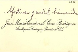 [Tarjeta] 1954, Santiago [a] Gabriela Mistral