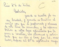 [Tarjeta] 1954 sept. 16, Santiago [a] Gabriela Mistral