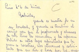 [Tarjeta] 1954 sept. 16, Santiago [a] Gabriela Mistral
