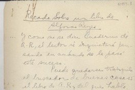 Recado sobre un libro de Alfonso Reyes
