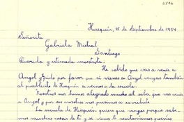 [Carta] 1954 sept. 15, Huequén [a] Gabriela Mistral, Santiago