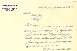 [Carta] 1954 sept. 11, Viña del Mar [a] Gabriela Mistral, Santiago