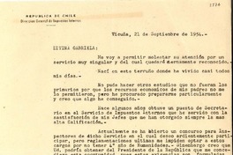 [Carta] 1954 sept. 21, Vicuña [a] Gabriela Mistral