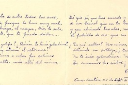 [Tarjeta] 1954 sept. 21, Curacautín [a] Gabriela Mistral