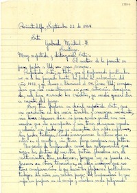 [Carta] 1954 sept. 22, Nueva Imperial [a] Gabriela Mistral, Santiago