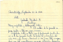 [Carta] 1954 sept. 22, Nueva Imperial [a] Gabriela Mistral, Santiago