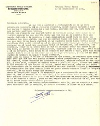 [Carta] 1954 sept. 22, María Elena [a] Gabriela Mistral
