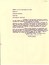 [Carta] 1954 sept. 22, Temuco [a] Gabriela Mistral, Santiago