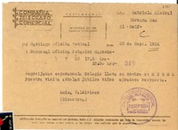 [Telegrama] 1954 sept. 23, Santiago [a] Gabriela Mistral, Santiago