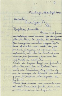 [Carta] 1954 sept. 23, Santiago [a] Lucila Godoy