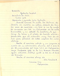 [Carta] [1954], Valparaíso [a] Gabriela Mistral, Nueva York