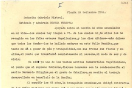 [Carta] 1954 sept. 29, Vicuña [a] Gabriela Mistral
