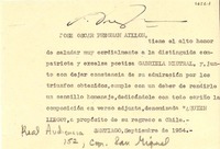 [Carta] 1954 sept., Santiago, [Chile] [a] Gabriela Mistral