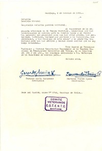 [Carta] 1954 oct. 4, Santiago, Chile [a] Gabriela Mistral