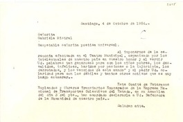[Carta] 1954 oct. 4, Santiago, Chile [a] Gabriela Mistral