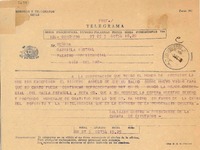 Telegrama 1954 oct. 5, [Santiago], [Chile] [a] Gabriela Mistral, Palacio Presidencial, Viña del Mar, [Chile]