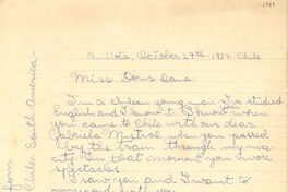 [Carta] 1954 Oct. 29, Quillota, Chile [a] Doris Dana