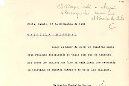 [Carta] 1954 nov. 15, Sewell, Chile [a] Gabriela Mistral