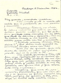 [Carta] 1954 dic. 2, Santiago, [Chile] [a] Gabriela Mistral, EE.UU.