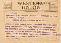 [Telegrama] 1955 feb. 25, La Serena [a] Gabriela Mistral, Nueva York, EE.UU