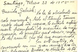 [Carta] 1955 feb. 23, Santiago [a] Gabriela Mistral
