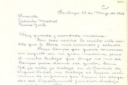 [Carta] 1955 mayo. 13, Santiago, Chile [a] Gabriela Mistral