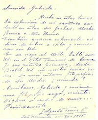 [Tarjeta] 1955 dic. 24, San Fernando, Chile [a] Gabriela [Mistral]