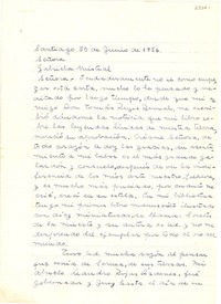 [Carta] 1956 jun. 30, Santiago, [Chile] [a] Gabriela Mistral