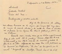 [Carta] 1954 oct. 5, Valparaíso [a] Gabriela Mistral, Viña del Mar