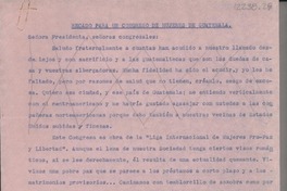 Recado para un congreso de mujeres en Guatemala