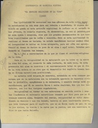 Conferencia de Gabriela Mistral : El sentido religioso de la vida