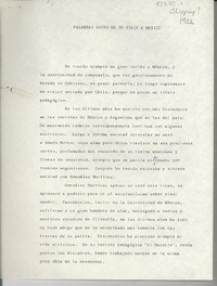 Palabras antes de su viaje a México