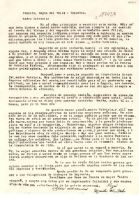 [Carta] [1943?], Palmira, Depto. del Valle, Colombia [a] Gabriela Mistral