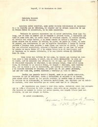 [Carta] 1945 nov. 17, Bogotá, Colombia [a] Gabriela Mistral, Río de Janeiro, [Brasil]