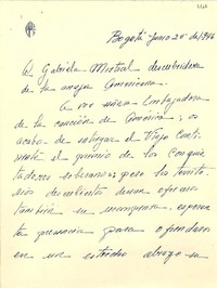 [Carta] 1946 jun. 25, Bogotá, [Colombia] [a] Gabriela Mistral
