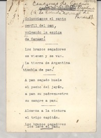 Canciones de oficios : Canción del trigo argentino