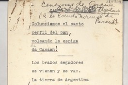 Canciones de oficios : Canción del trigo argentino