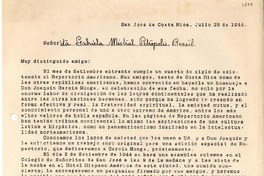 [Carta] 1944 jul. 28, San José de Costa Rica [a] Gabriela Mistral, Petrópolis, Brasil