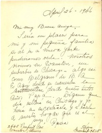 [Carta] 1946 abr. 26, Evanston, Illinois, [EE.UU.] [a] [Gabriela Mistral]
